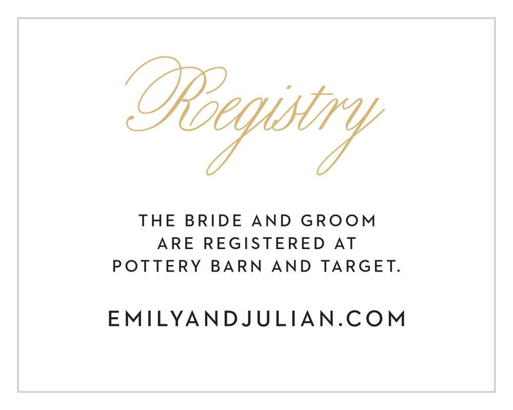 Traditional Script Foil Registry Cards