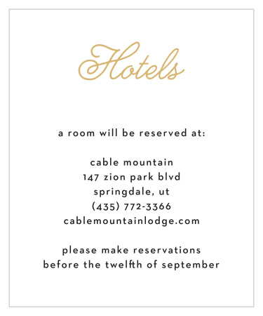 Sweetheart Script Foil Accommodation Cards