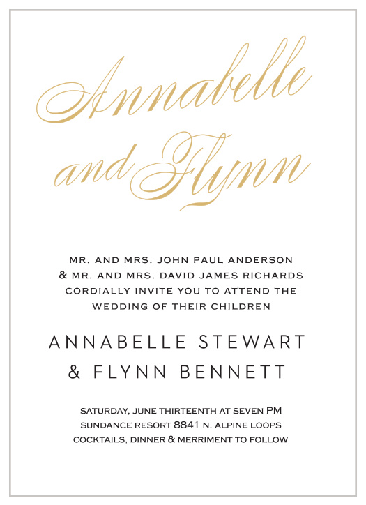 Statement Script Foil Wedding Invitations