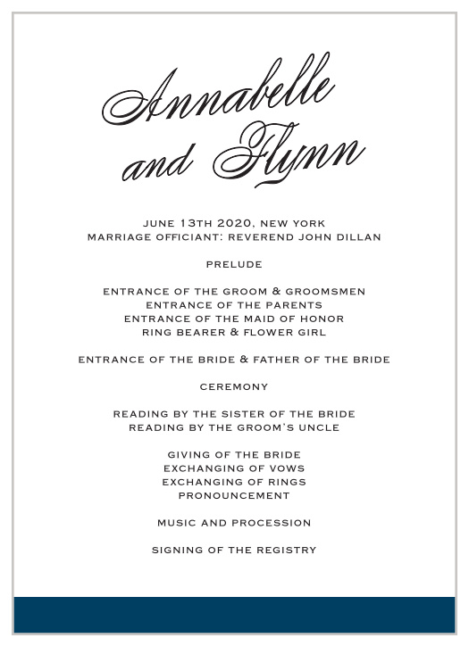 Statement Script Foil Wedding Programs