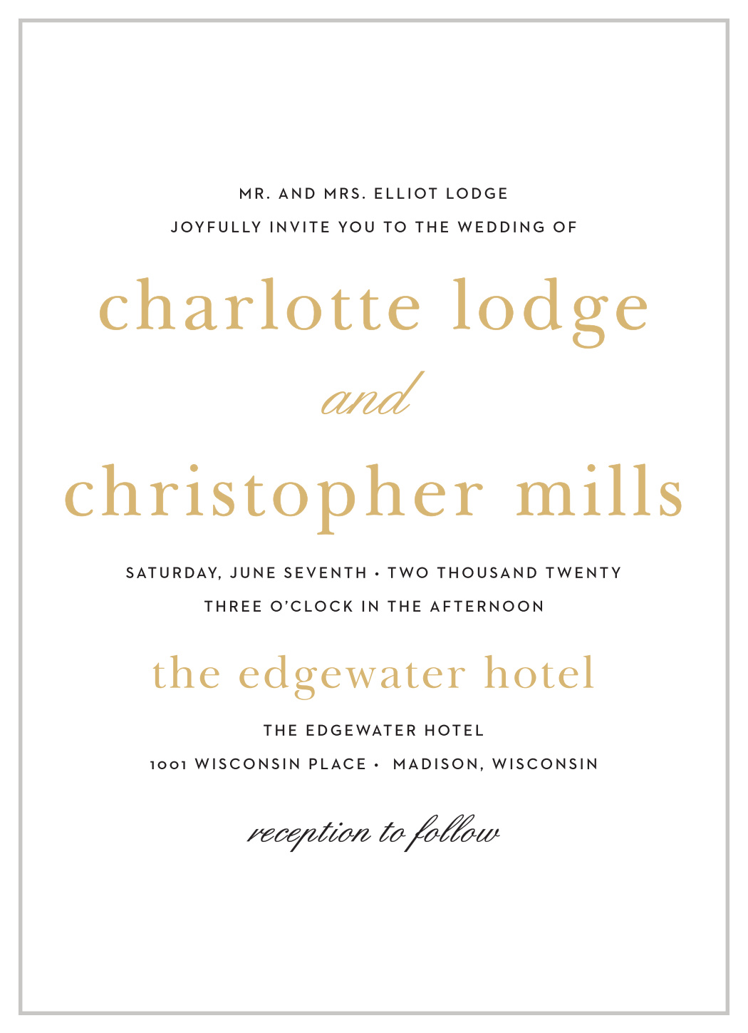 Sophisticated Typography Foil Portrait Wedding Invitations