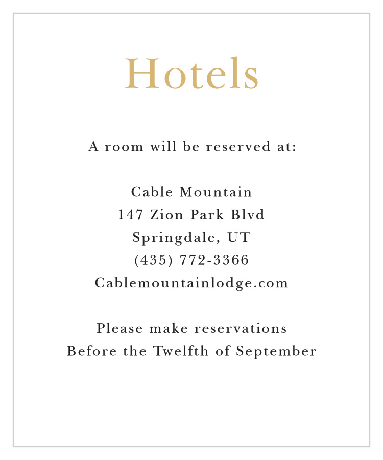Sophisticated Typography Foil Accommodation Cards