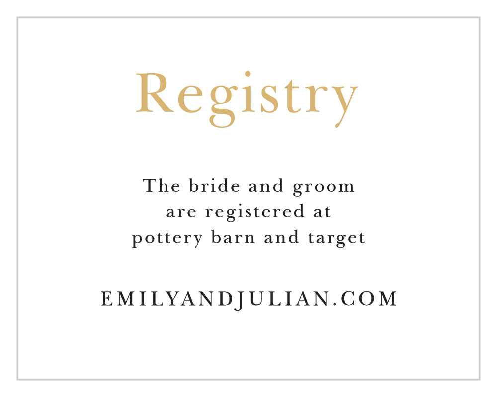 Sophisticated Typography Foil Registry Cards