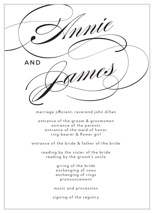 Swirling Simplicity Foil Wedding Programs