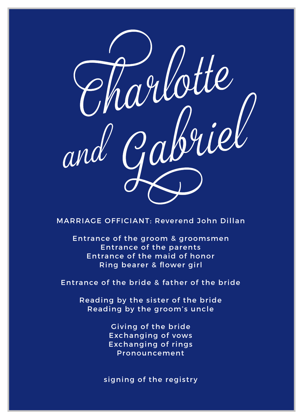 Script Emblem Foil Wedding Programs