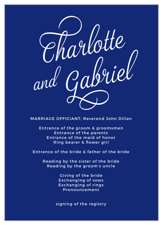 Script Emblem Foil Wedding Programs