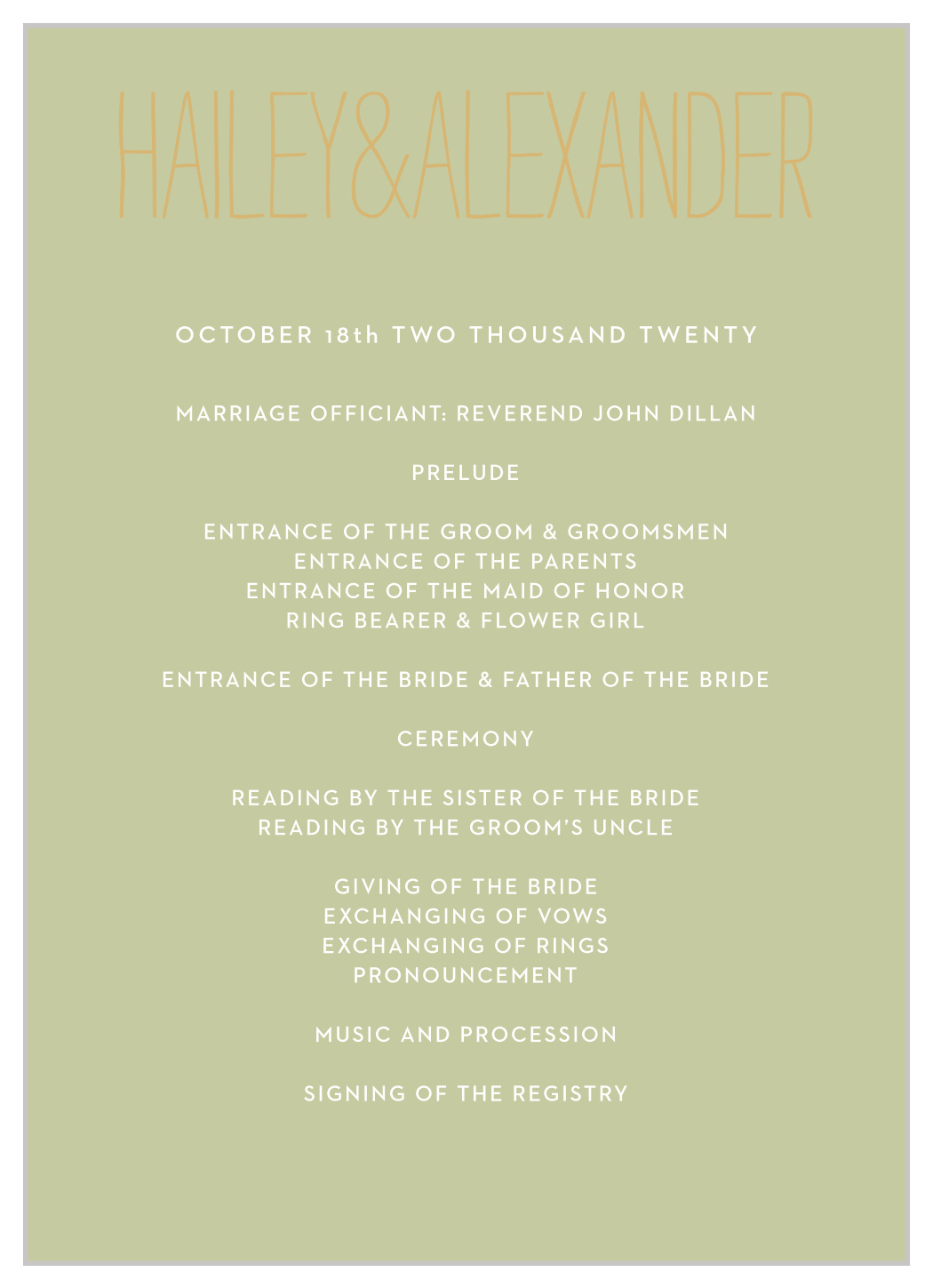 Rustic Type Foil Wedding Programs