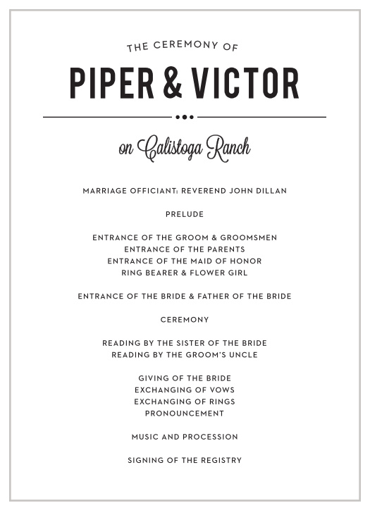 Perennial Playbill Foil Wedding Programs