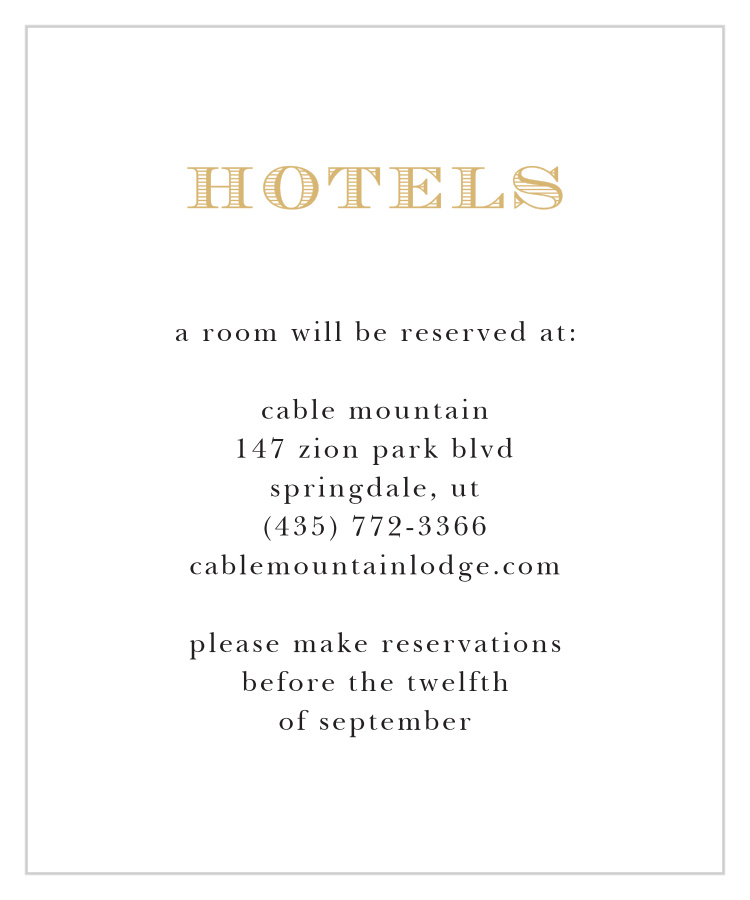 Cheri Foil Accommodation Cards