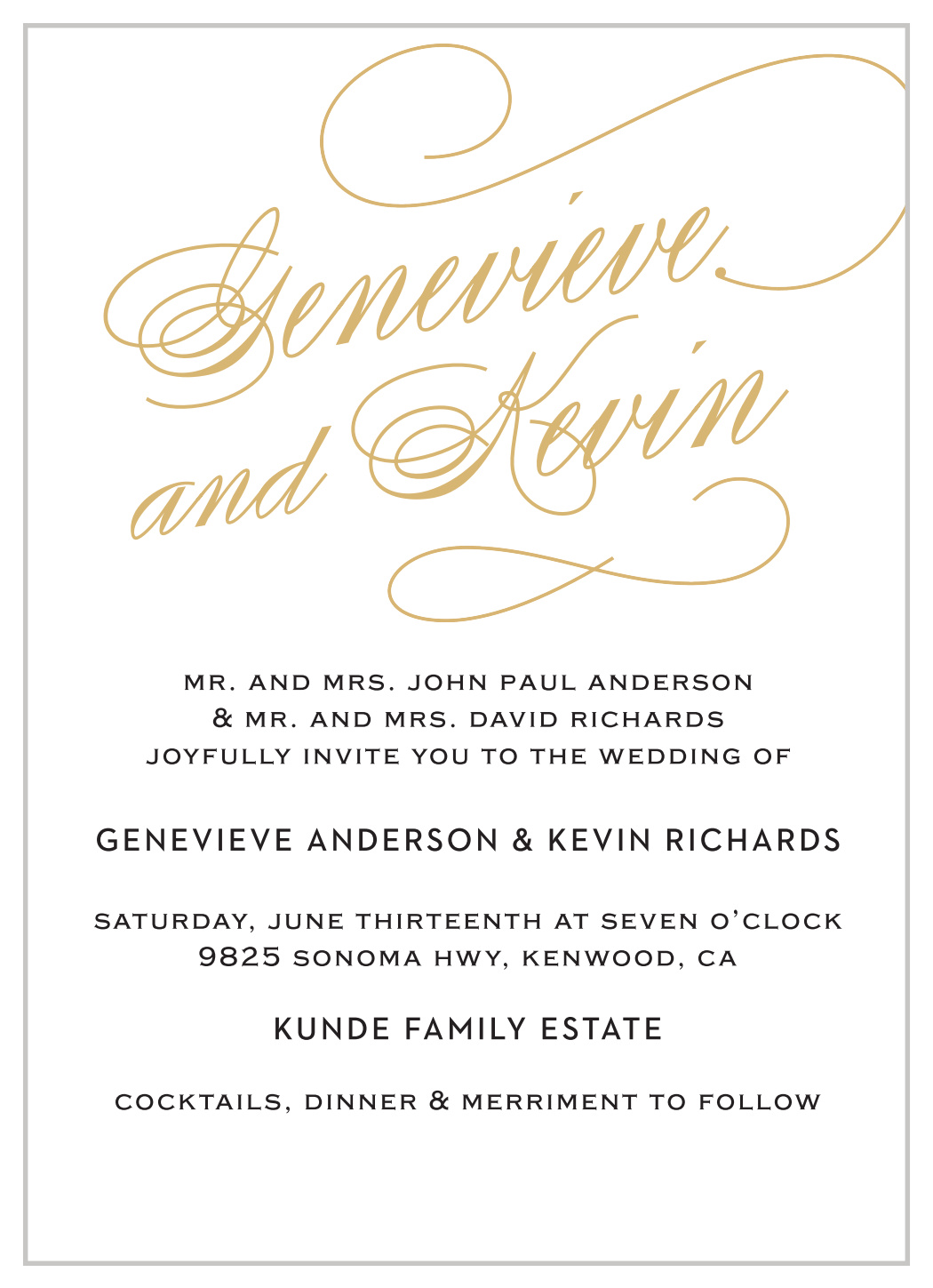 Glamorous Typography Foil Wedding Invitations