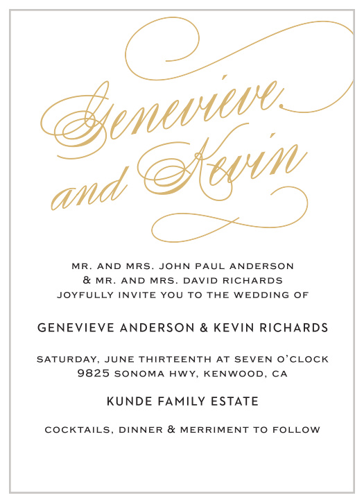 Glamorous Typography Foil Wedding Invitations