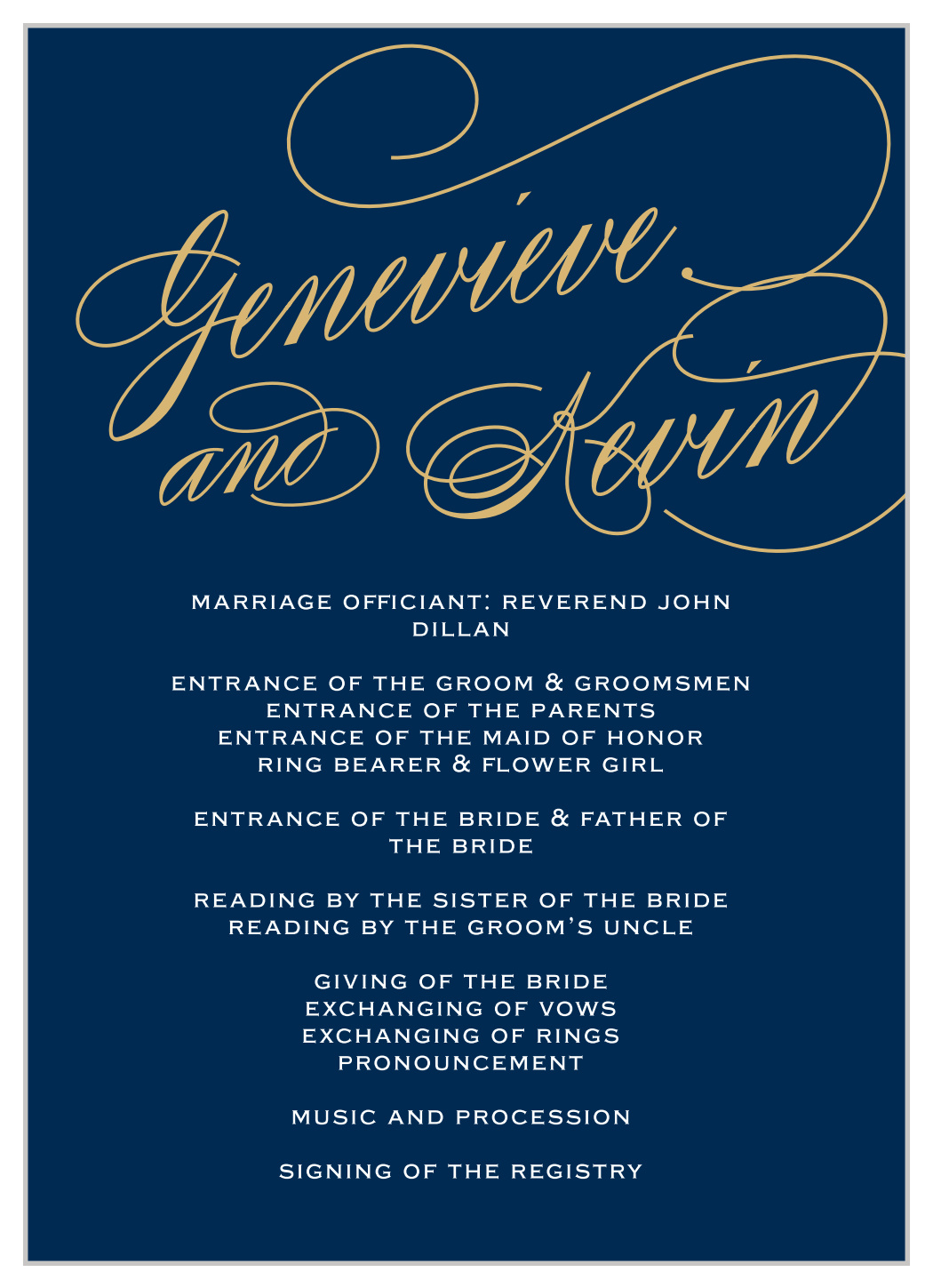 Glamorous Typography Foil Wedding Programs