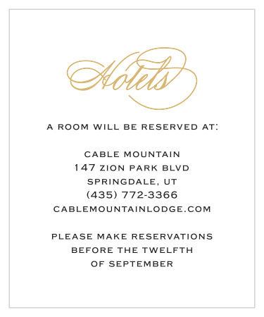 Glamorous Typography Foil Accommodation Cards 