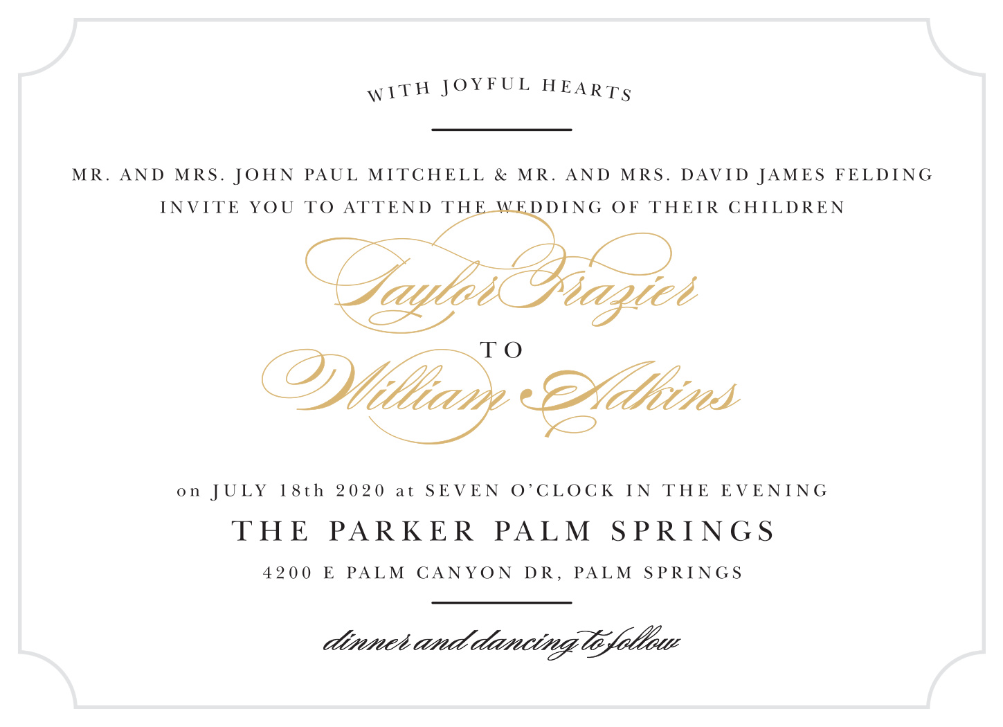 Elegant Vintage Foil Landscape Wedding Invitations