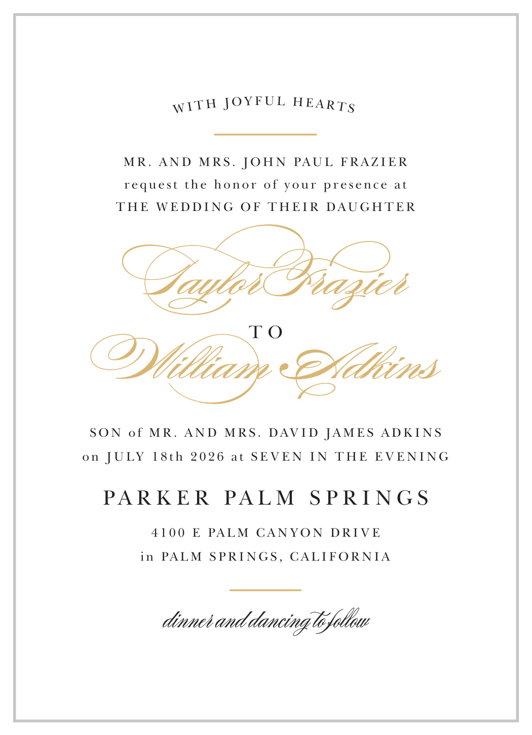 Elegant Vintage Foil Portrait Wedding Invitations 