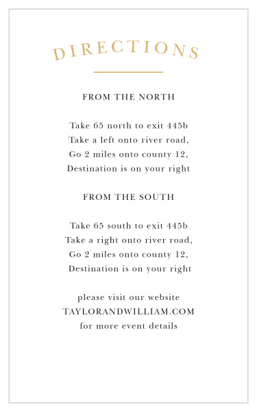 Elegant Vintage Foil Direction Cards
