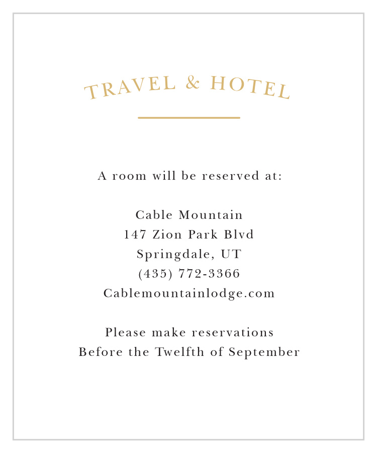 Elegant Vintage Foil Accommodation Cards 