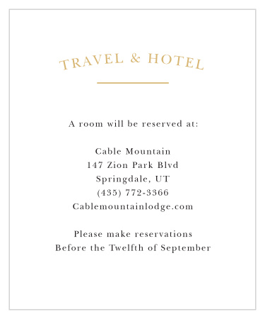 Elegant Vintage Foil Accommodation Cards 