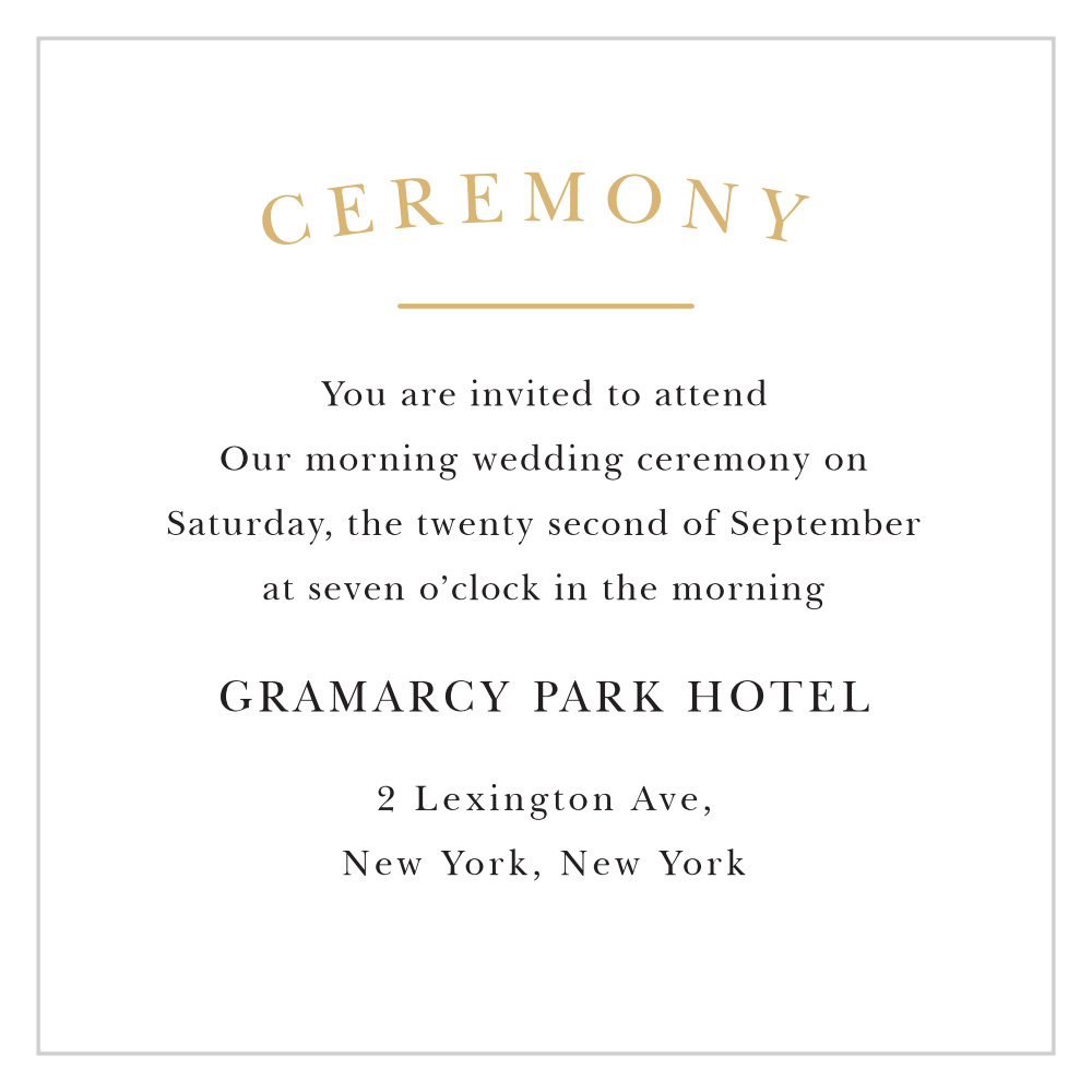 Elegant Vintage Foil Ceremony Cards