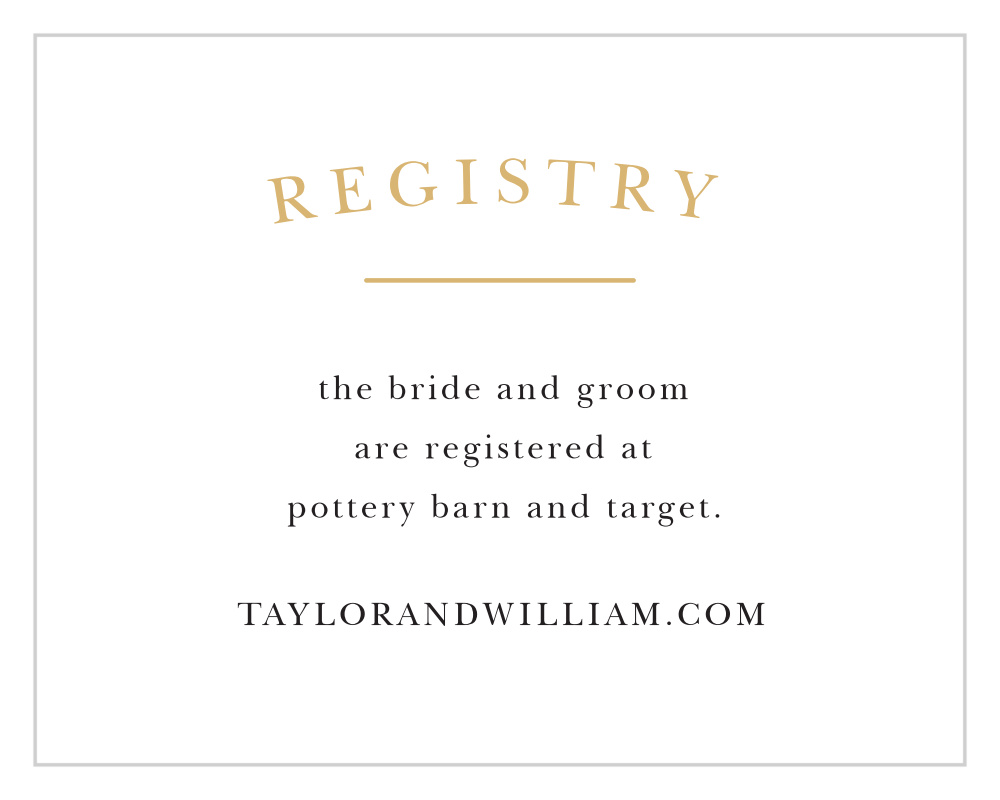 Elegant Vintage Foil Registry Cards