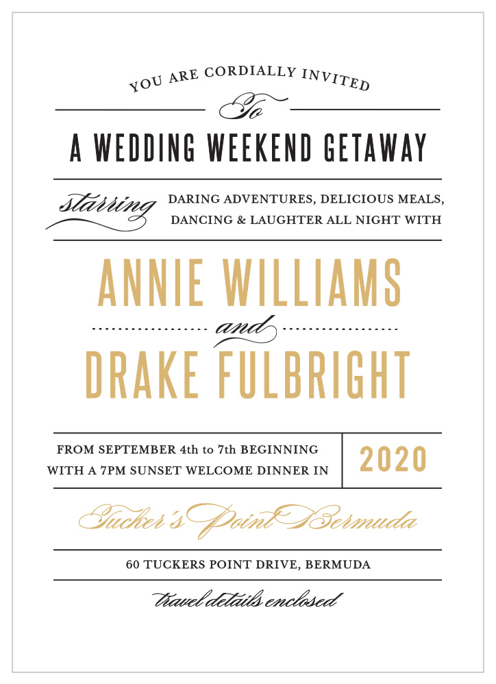 Destination Weekend Foil Wedding Invitations 