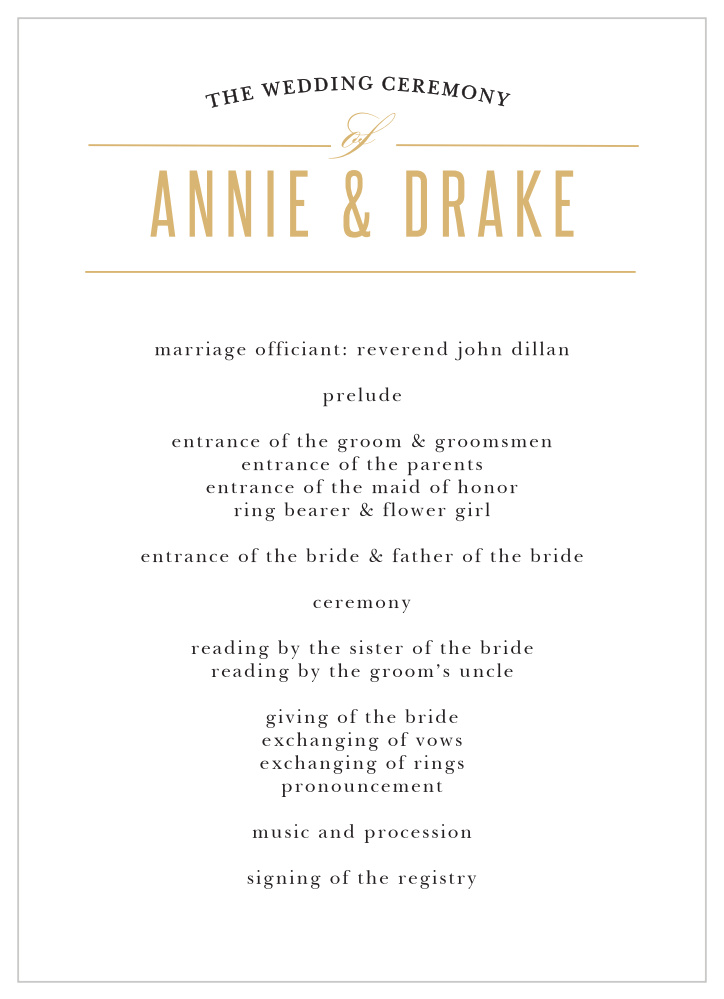 Destination Weekend Foil Wedding Programs