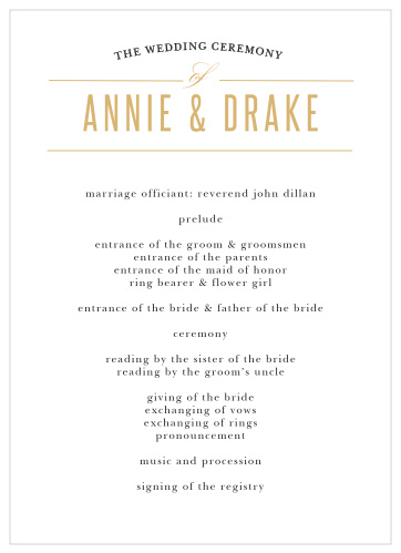 Destination Weekend Foil Wedding Programs