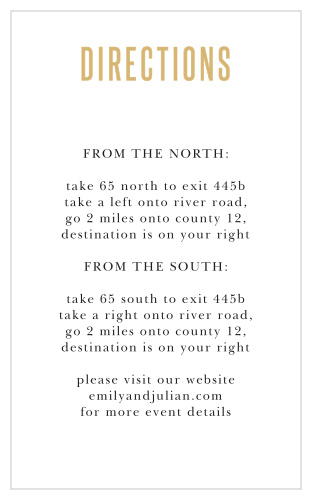 Destination Weekend Foil Direction Cards
