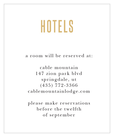 Destination Weekend Foil Accommodation Cards 