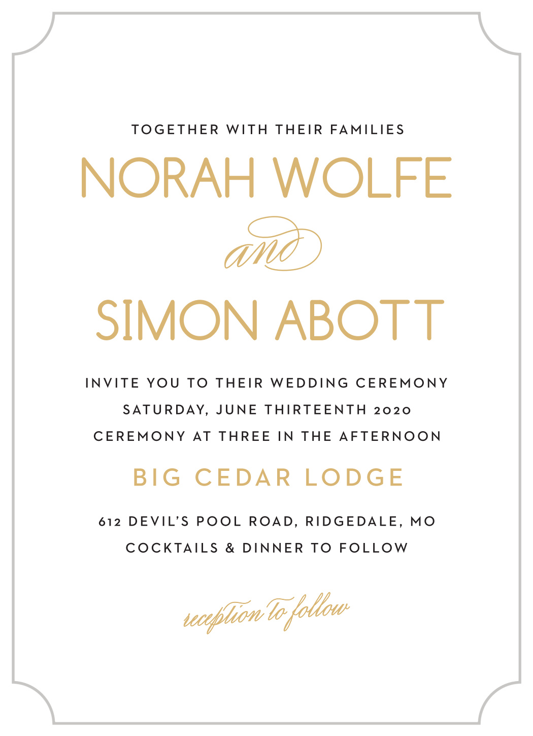 Deco Type Foil Wedding Invitations