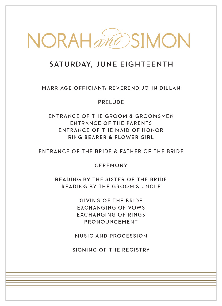 Deco Type Foil Wedding Programs