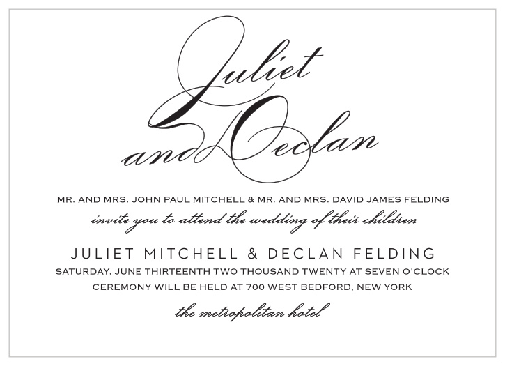 Classic Script Foil Landscape Wedding Invitation