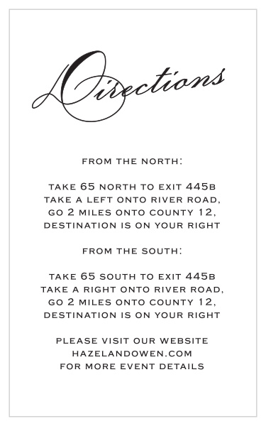 Classic Script Foil Direction Cards