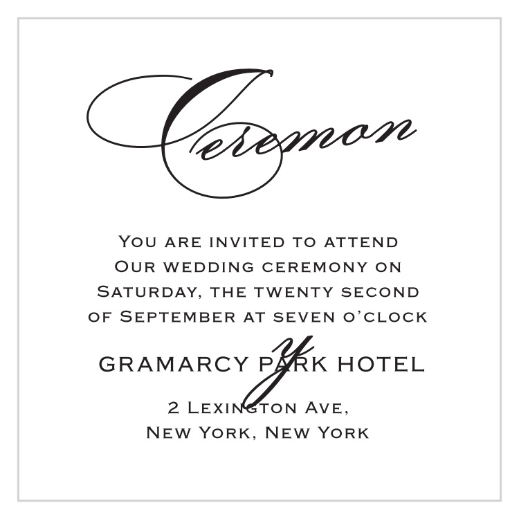 Classic Script Foil Ceremony Cards