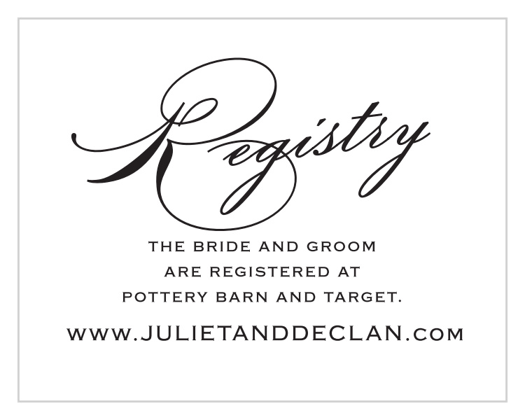Classic Script Foil Registry Cards