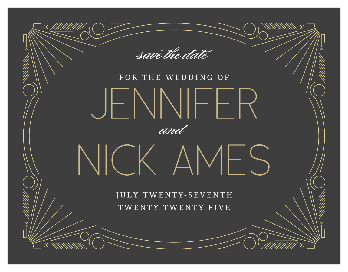 Framed Art Deco Foil Save the Date Cards