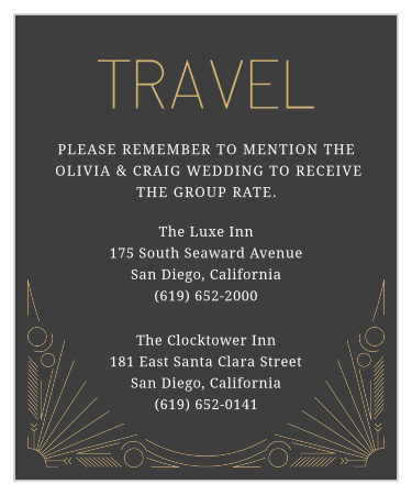 Framed Art Deco Foil Accommodation Cards