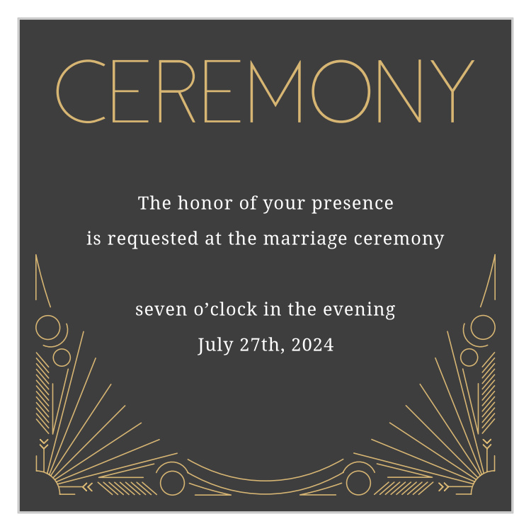 Framed Art Deco Foil Ceremony Cards