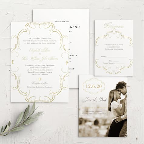 Flourish Charm Foil Wedding Invitations