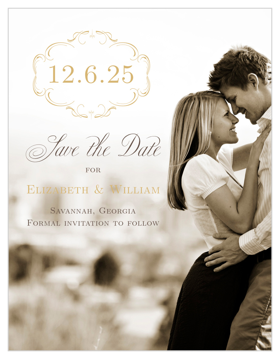 Flourish Charm Foil Save the Date Cards