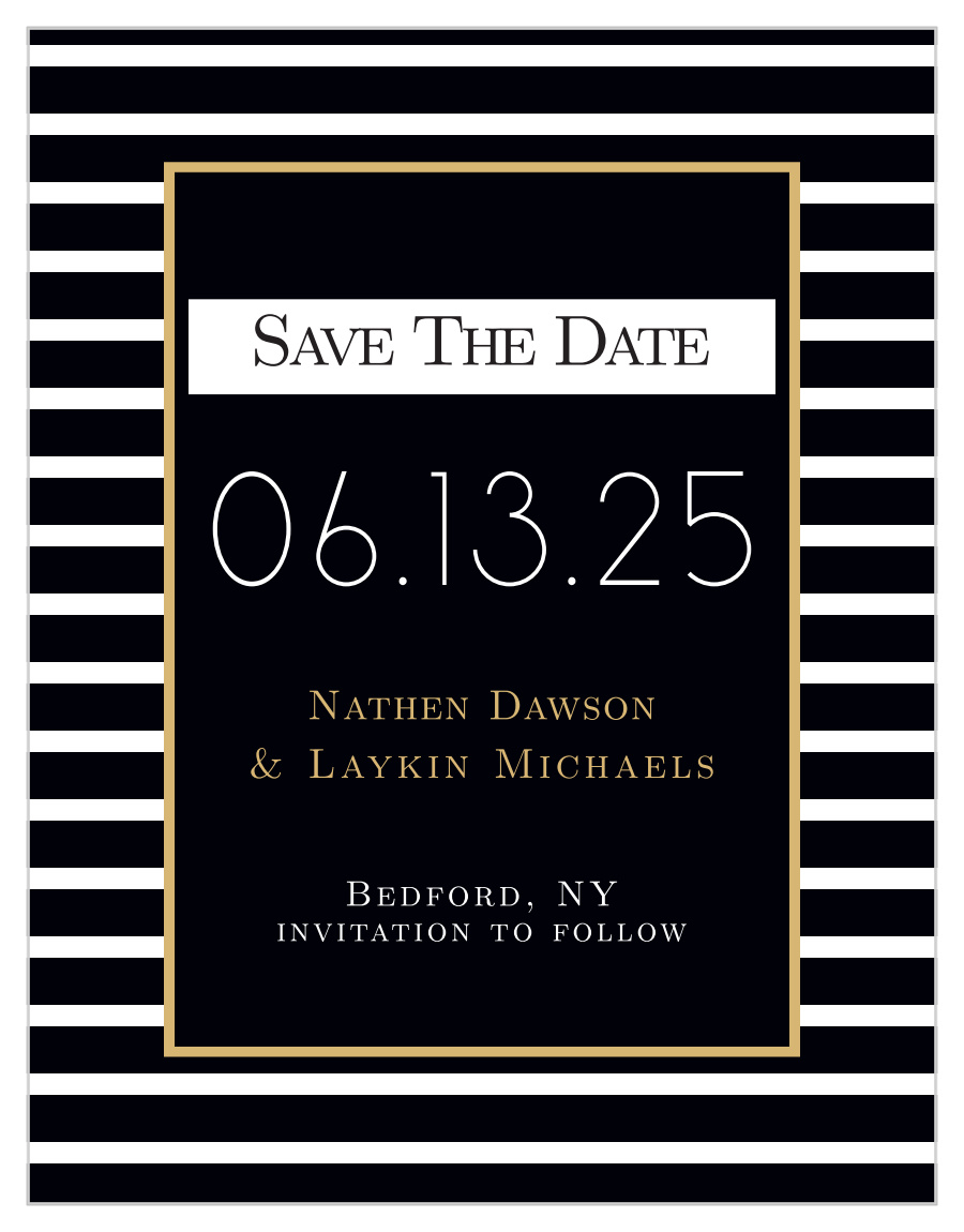 Elegant Foil Stripes Save the Date Magnets