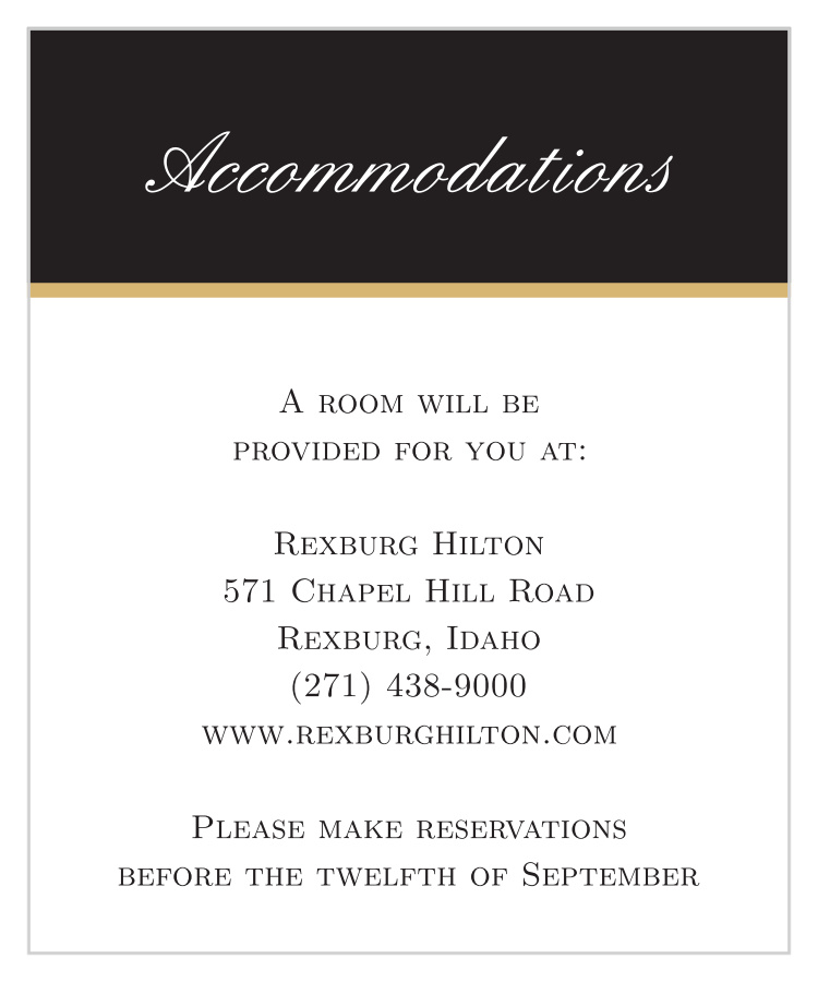 Elegant Foil Stripes Accommodation Cards 