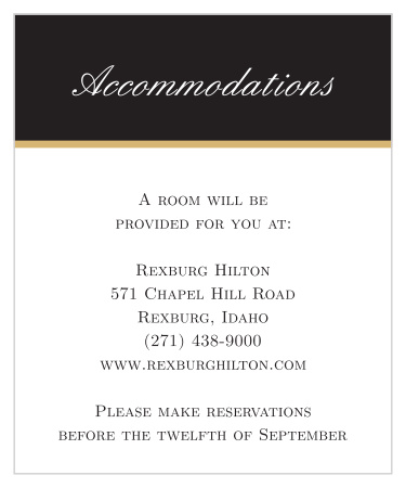 Elegant Foil Stripes Accommodation Cards 