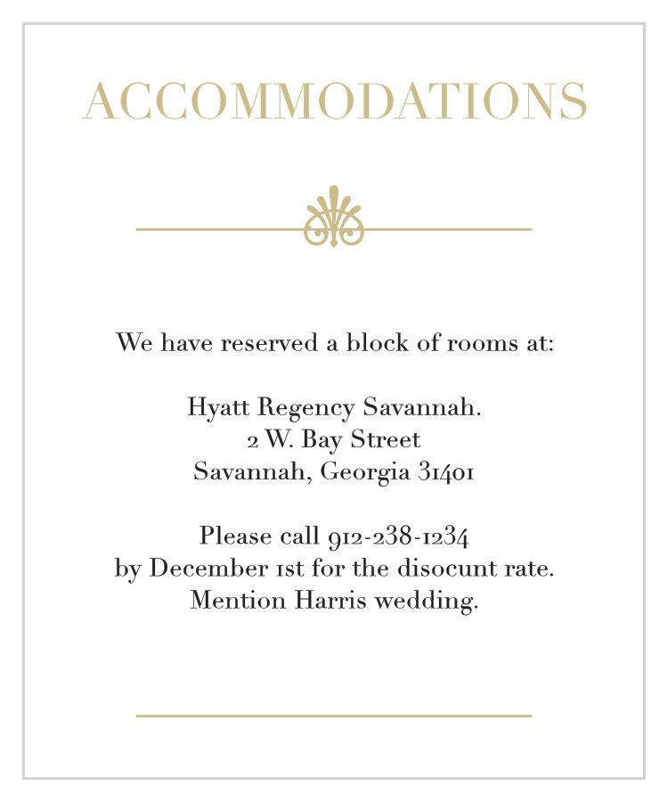 Glamorous Standard Foil Accommodation Cards 