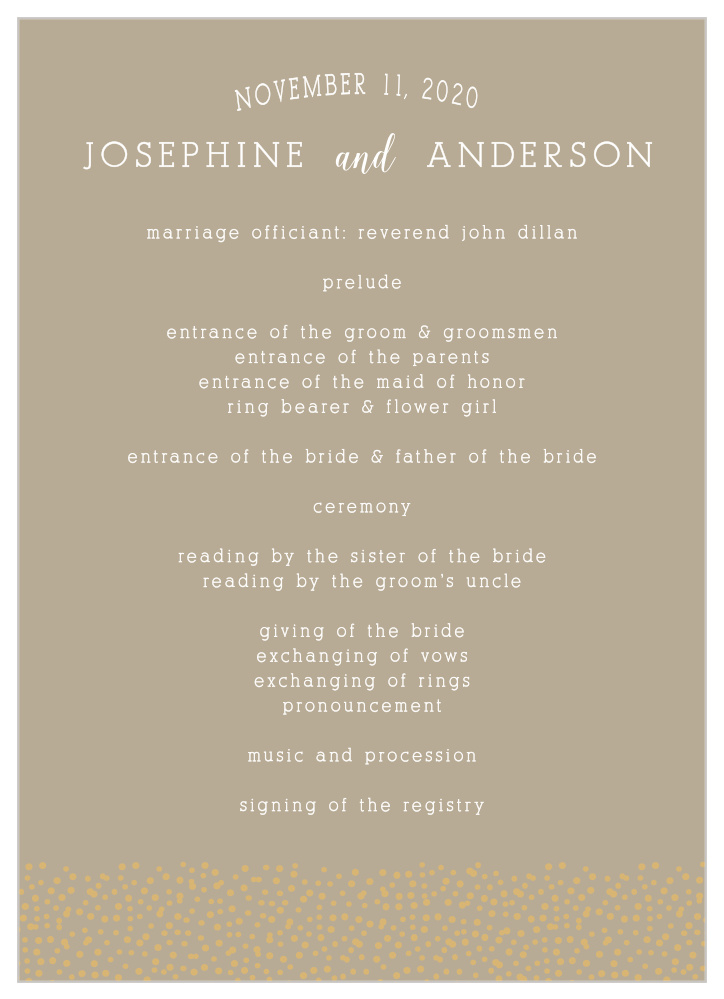 Confetti Dots Foil Wedding Programs