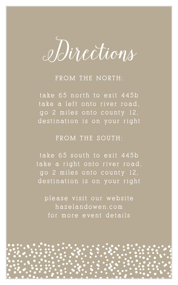 Confetti Dots Foil Direction Cards