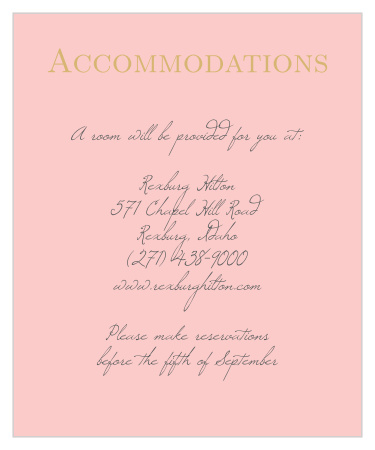 Illustrated Rose Foil Accommodation Cards 