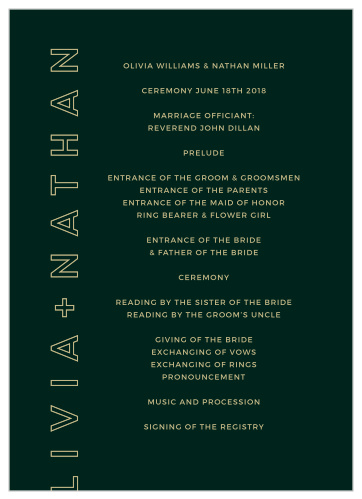 Photo Romance Foil Wedding Programs