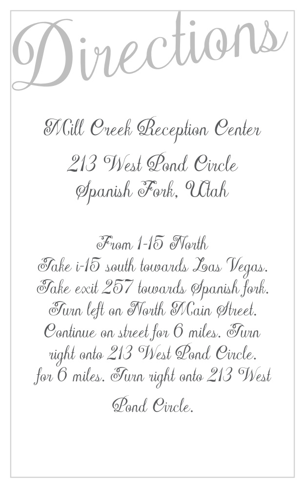 Plain Elegance Foil Direction Cards