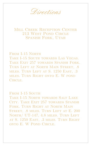 Simple Luxury Foil Direction Cards